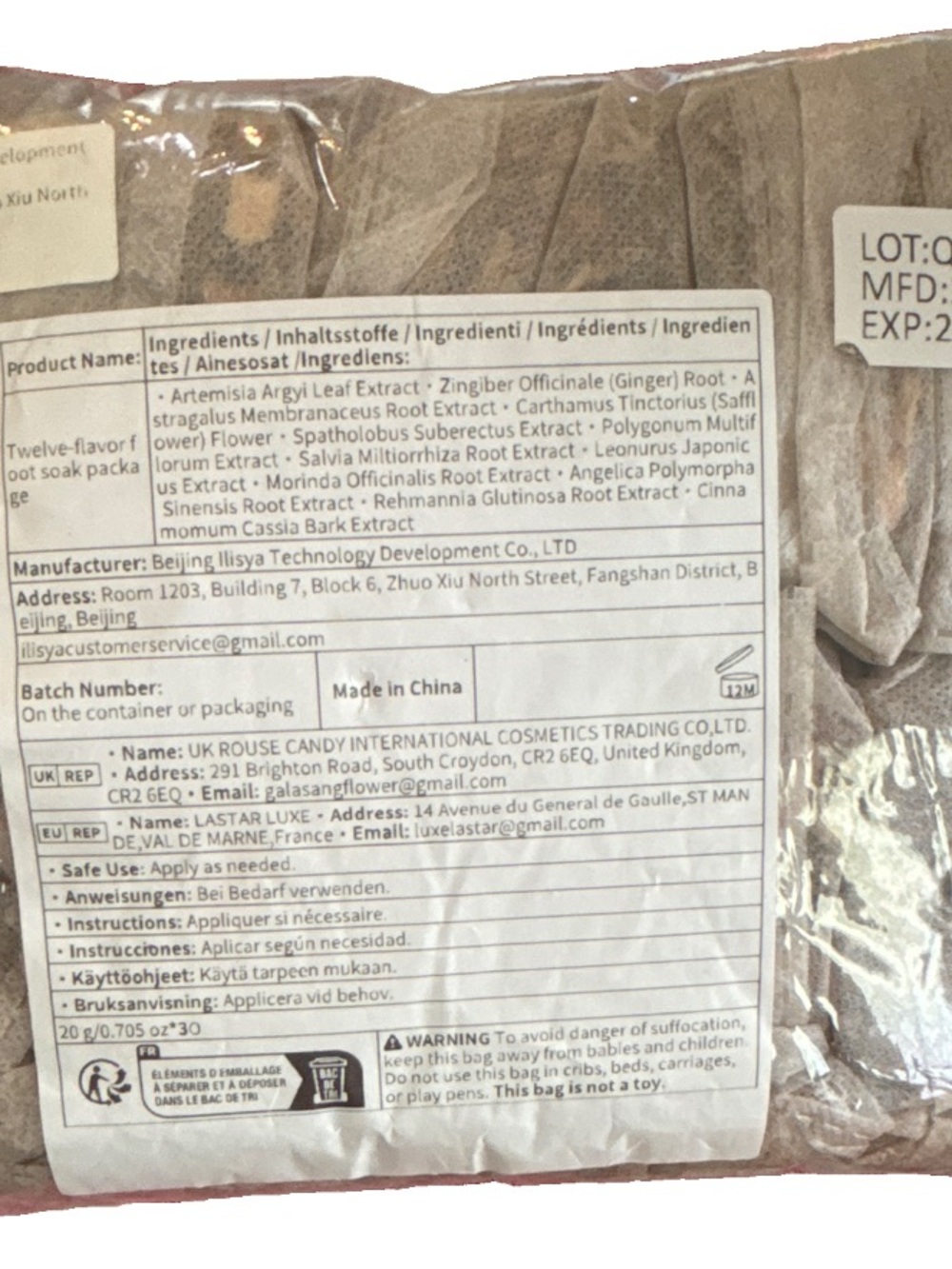 Herbal Twelve ingredient Foot Soak Pack - over 16 units